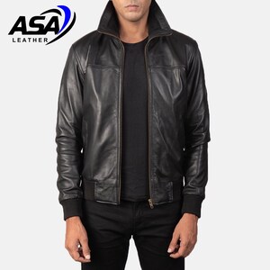 Men Leather Jacket Black Genuine men Leather Jacket real Sheepskin biker jacket Motorcycle Jacket handmade jacket