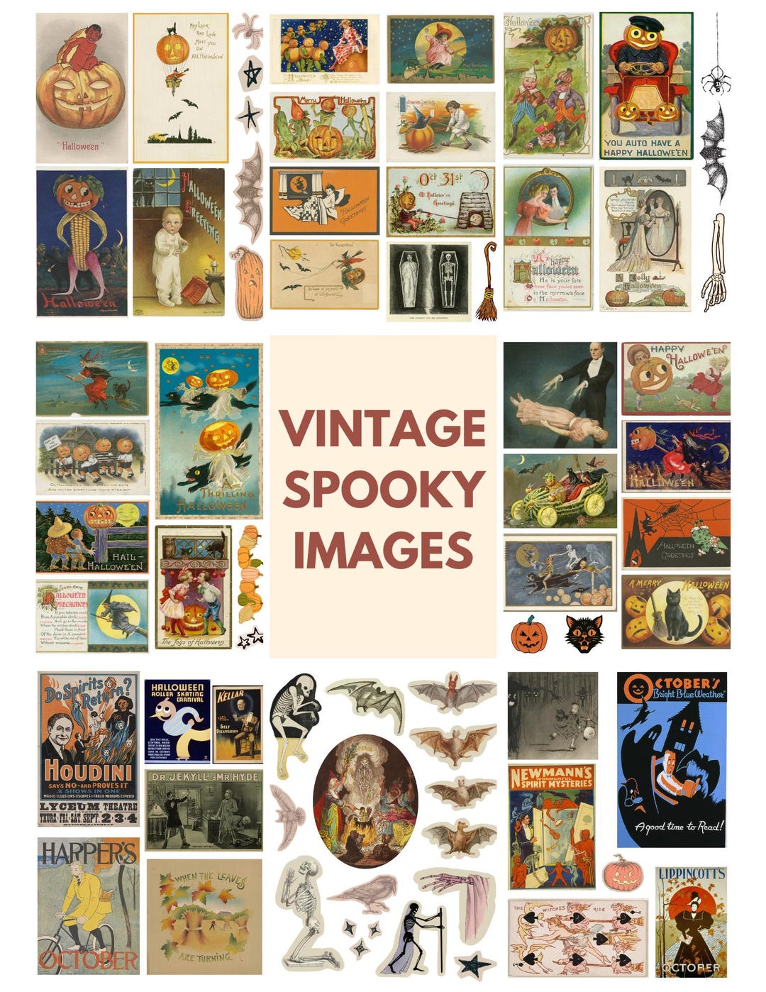 Vintage Halloween Images for Collage, Junk Journals (digital Download ...