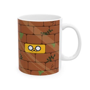 Pixel Art Jake the Dog Ceramic Mug, Quirky Cute Aesthetic Cup, Adventure Time Fan Gift, Cartoon Character Coffee Mug, Geeky Tea Cup