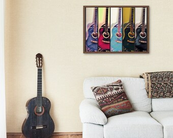 Music & Color-Acoustic Guitar Digital Wall Art