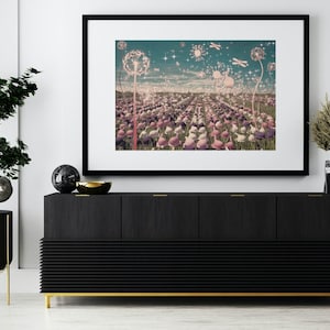 Impresión pop art de Campo de Bras: Dientes de león, estilo vintage moderno (descarga digital)