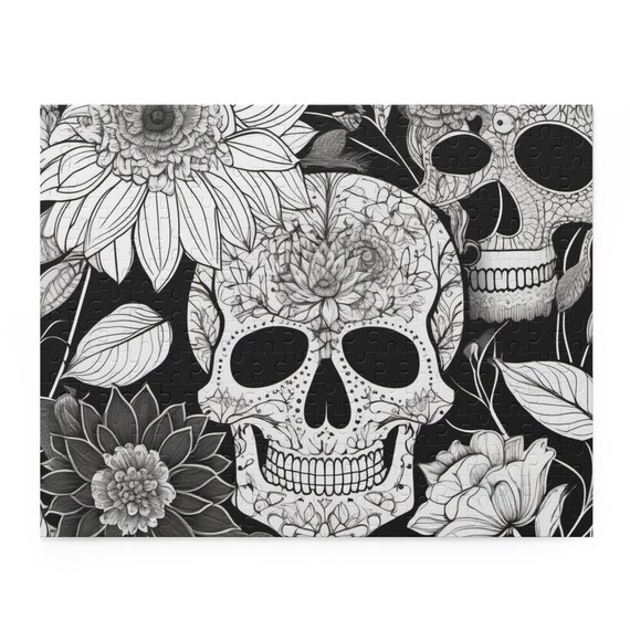 Jigsaw Puzzle/SKULLS&FLOWERS BLUE SIGNAL