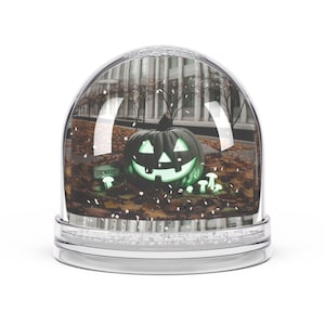 Halloween Snow Globe, Spooky Jackolanturn Decor, Glowing Halloween Decoration, Holiday Snow Globe, Jack-o&#39;-Lantern Globe