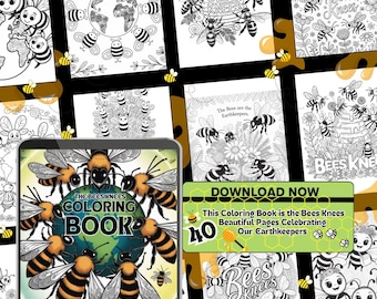 Libro para colorear &quot;Las rodillas de las abejas&quot; • Las abejas son las guardianas de la tierra • Regalo para los amantes de las abejas • Páginas para colorear imprimibles • Regalo instantáneo • Niños y adultos • 40 páginas digitales