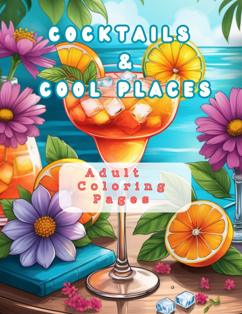Staycation Coloring Cocktails & Places Adult Coloring Book | Relaxing Staycation (PDF) - Etsy