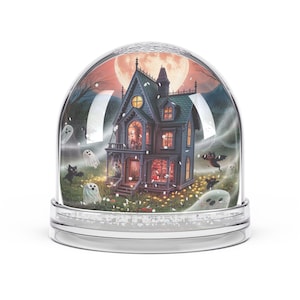 Snow Globe, Halloween Spooky Ghost House Decor, Haunted Miniature Winter Wonderland, Creepy Scary Desktop Decoration, Unique Gift Idea,