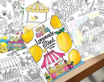 Paquete de puesto de limonada Sips & Smiles • 45 páginas para colorear con sabor a limón • Planificador de puesto de limonada • 14 páginas de pegatinas de limones y limonada • Regalo imprimible