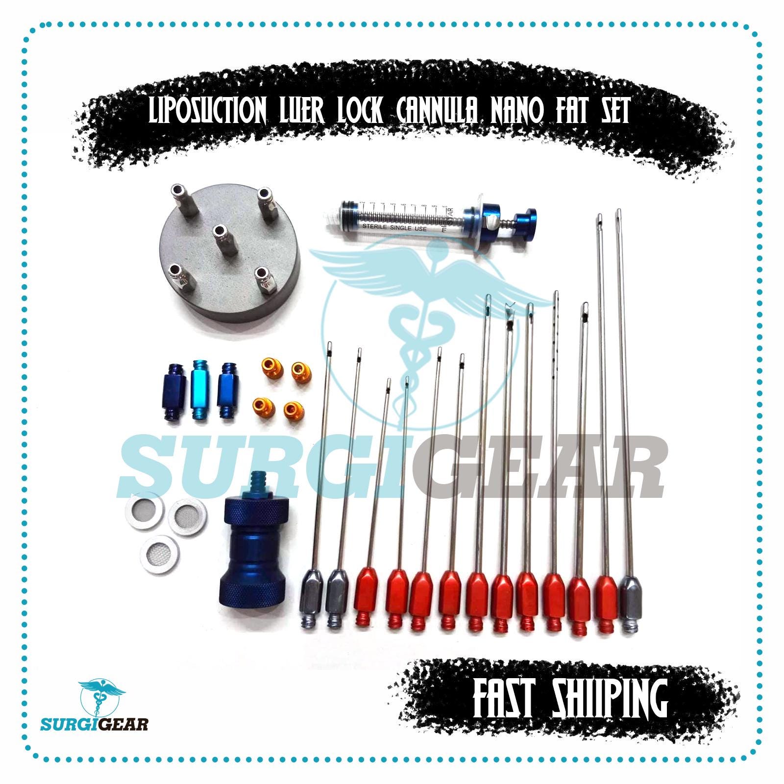Fettabsaugung Luer Lock Kanüle Nano Fat Set 26 Stück ästhetische Chirurgie Instrumente