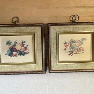 Set of 2 RF Harnett Vintage Framed Fruit Still Life Prints on Wood