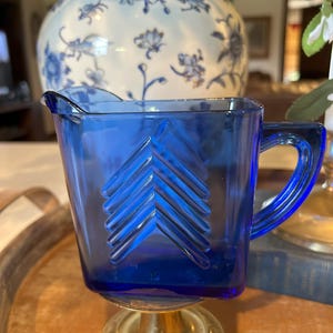 Vintage Cobalt Blue Depression Glass Creamer