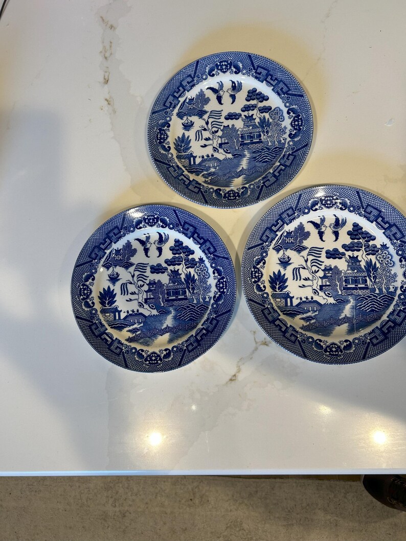 Vintage Blue Willow Transferware Plates Made in Japan, Kitchen Decor ...