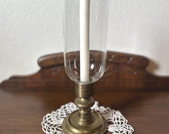 Windlicht Windlichthalter aus Messing und Glas mit abgestufte Basis