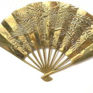 Paar Vintage dekorative Fans aus massivem Messing, Wandbehang