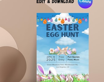 Easter Egg Hunt Invitation | Printable PDF | Spring Party Invite