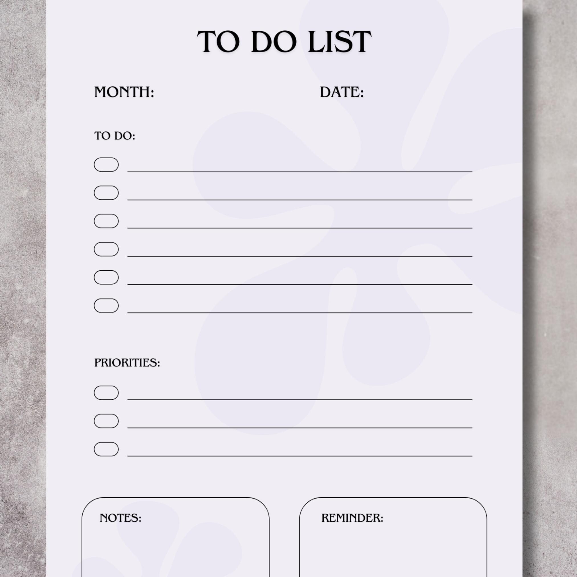 Printable To-do List | Minimalist Daily Planner | Productivity Template ...