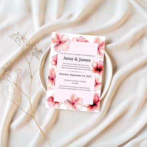 Editable Wedding Invitation Template | Pink Floral Digital Invite | Instant Download