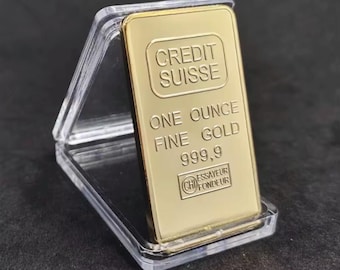 Barra de oro Credit Suisse de 1 oz - 24k - Reproducción - Coleccionable - Regalo
