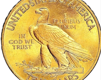 RARA - *1907* Águila de oro estadounidense con cabeza de indio - Baño de oro de 24 k - Moneda de colección de reproducción rara