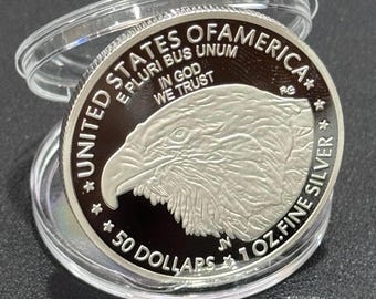 Moneda estadounidense bañada en plata American Eagle de 1 oz - *2024* - Reimpresión