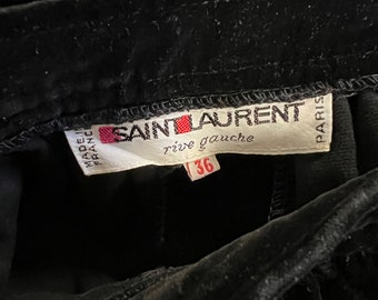 Vintage 80s Yves Saint Laurent YSL Rive Gauche Full High Waist Black Velvet Skirt sz 36 / 6