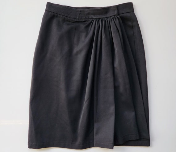 Yves Saint Laurent Rive Gauche, Vintage 90s Yves Saint Laurent Rive Gauche Gathered Front Wrap Pencil Skirt sz 44 / 12