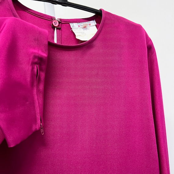 Yves Saint Laurent Rive Gauche, Vintage 90s Yves Saint Laurent Rive Gauche Fuchsia Silk Blouse sz 40 / 8 YSL