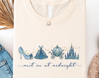 Meet Me At Midnight Cinderella Shirt, Comfort Colors Disney Princess Tee, Cinderella Gift Shirt, Disney Girl Trip Tee, Princess Party Gift