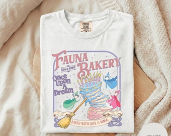 Camiseta Fauna Bakery Once Upon A Dream, Camiseta Disney Fairy Flora Fauna, Camiseta retro Disney Bakery, Regalo de hada de La Bella Durmiente, Camiseta Disney