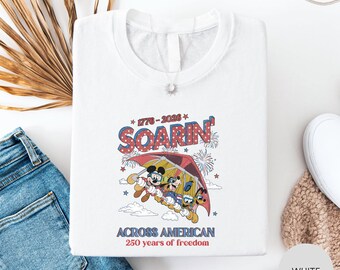 Soarin Across America Shirt, USA 250th Anniversary Disney Tee, Epcot Mickey Friends 2026 Shirt, Patriotic Family Trip Tee, Disney Gift