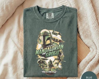 Vintage Mandalorian Grogu Poster Shirt, 90s Style Star Wars Tee, Grogu Bounty Hunter Shirt, Retro Star Wars Fan Gift Tee, Baby Yoda Tee
