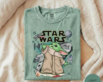 Cute Baby Yoda Grogu Shirt, Mandalorian Star Wars Tee, Disney World Grogu Gift, Comfort Colors Star Wars Shirt, Unisex Grogu Fan Tee