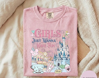 Retro 90s Disneyland Girls Trip Shirt, Girls Just Wanna Have Fun Tee, Minnie Daisy Girl Trip Shirt, Disney Castle Besties Tee, Girl Gift