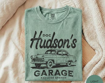 Retro Doc Hudsons Garage Shirt, Radiator Springs Cars Tee, Pixar Cars Land Disney Shirt, Mens Disneyland Tee, Doc Hudson Boyfriend Gift