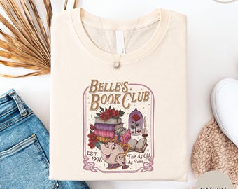 Belles Book Club Fairytale Shirt, Disney Reader Princess Tee, Beauty and the Beast Bookish Shirt, Book Lover Belle Gift, Reading Tee