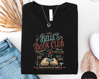 Retro Belles Book Club Shirt, Beauty and the Beast Tee, Tale As Old As Time Belle Shirt, Disney Princess Book Lover Gift, Bookish Tee