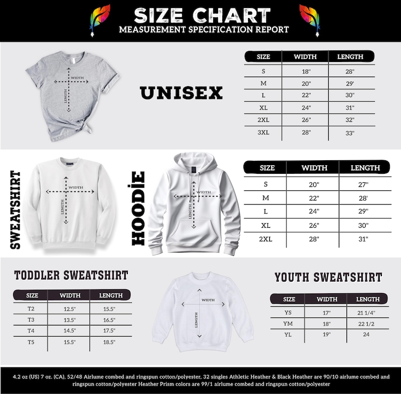 the size chart for a hoodie sweatshirt