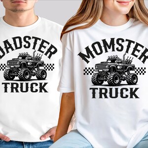 Momster Dadster Truck T-shirt, Truck Birthday Family Matching Shirt, Monster Jam Party Sweatshirt, Racing Birthday Crew Sweater, Mom Dad Tee