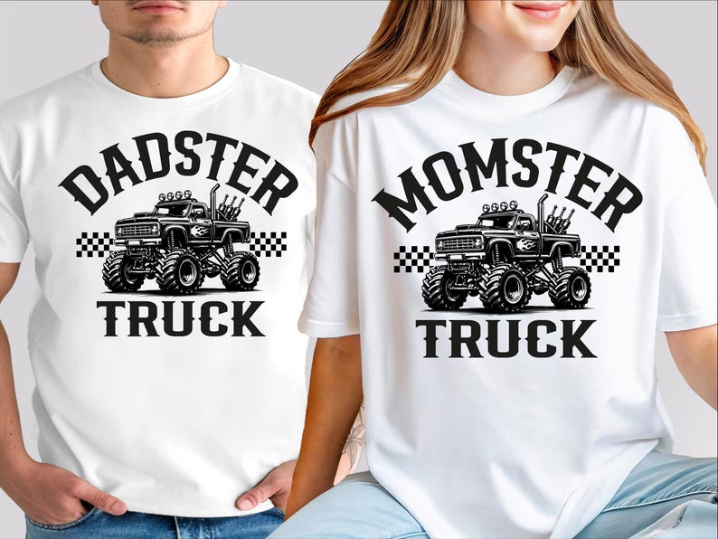 Momster Dadster Truck T-shirt, Truck Birthday Family Matching Shirt, Monster Jam Party Sweatshirt, Racing Birthday Crew Sweater, Mom Dad Tee