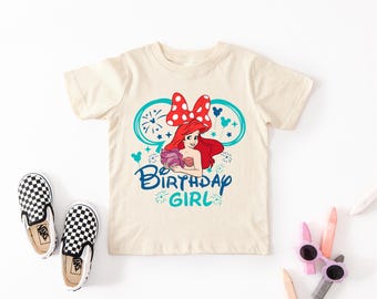 Disney Princess Ariel Birthday Girl Tee, Disney Birthday Ariel Toddler Tee, Disney Family Birthday Party Tee, Disneyland Little Mermaid Tee