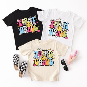 Terug naar school-shirts, pre-K-T-shirt, shirt eerste leerjaar, First Day of School-T-shirt, gepersonaliseerd peutershirt, T-shirt op maat