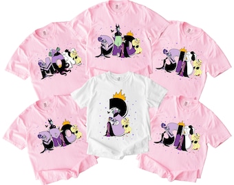 Disney schurken verjaardagsshirt, familie verjaardag bijpassende T-shirt, Disney schurken shirt, Dsiney heks verjaardagsshirt, verjaardagsfeestje Tee