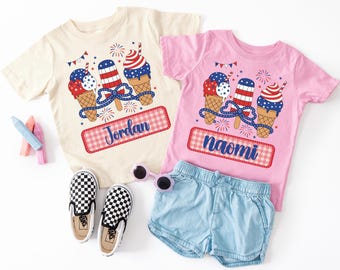 Ice Cream T-shirt, 4th July Shirt, Independence Day Tee, USA Ice Cream Shirt, USA Flag Tee, Red White And Blue Shirt, USA Pride Apparel Tee