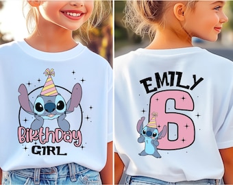 Birthday Boy Shirt, Disney Stitch Birthday Girl T-shirt, Disney Trip Shirt, Personalized Birthday Party Tee, Custom Stitch Birthday Shirt