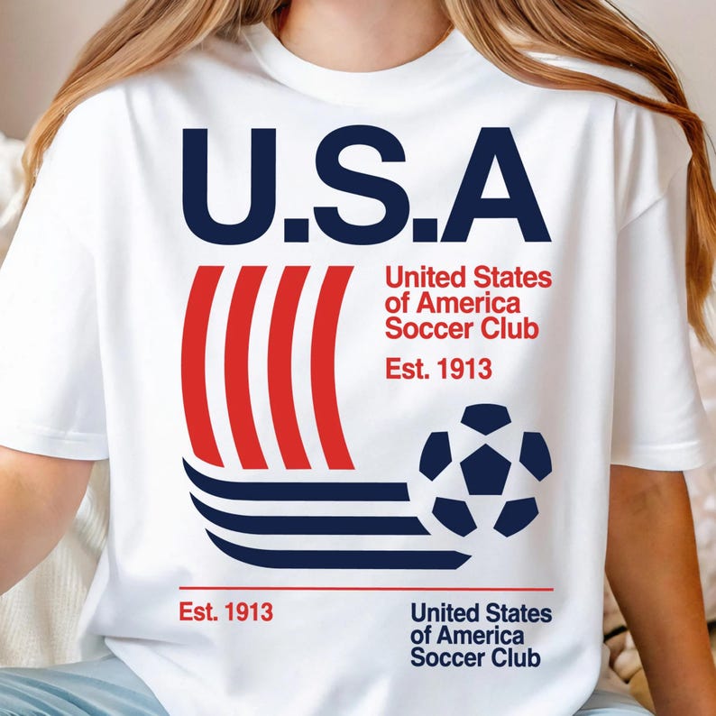 US Soccer T-shirt, United States Soccer Est 1913 Shirt, Soccer Tournament Sweater, Soccer Player Tee, Red White And Blue Sports Sweatshirt