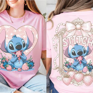 a woman wearing a pink shirt with a stitch stitch stitch stitch stitch stitch stitch stitch