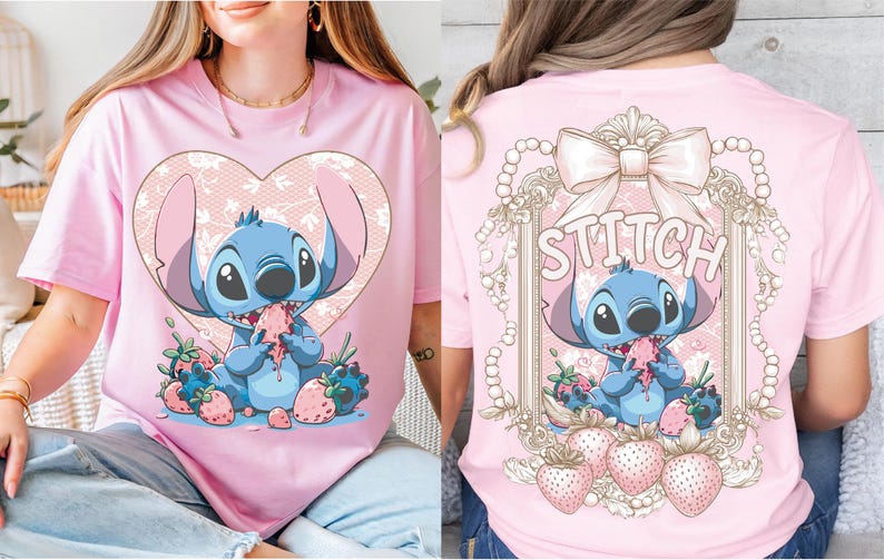 a woman wearing a pink shirt with a stitch stitch stitch stitch stitch stitch stitch stitch