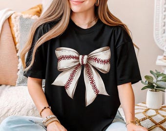 Baseball Ball Bow T-shirt, Baseball Lover Shirt, Gamer Baseball Tee, Baseball Bow Season Shirt, Sport Lover Shirt, Gamer Day Baseball Shirt