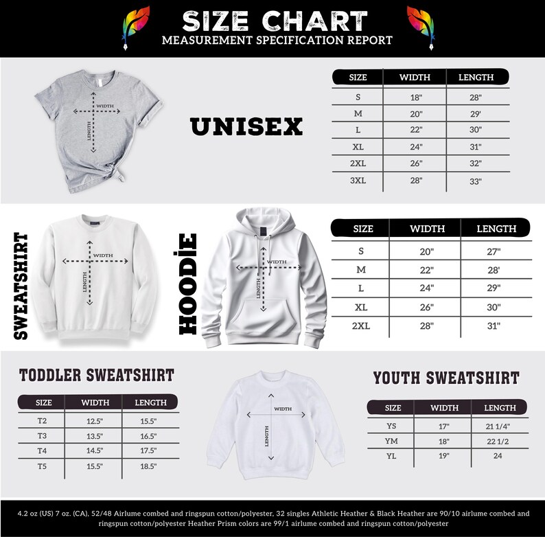 the size chart for a hoodie sweatshirt
