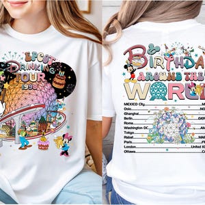 Epcot Drinking Tour 1998 Birthday T-shirt, Birthday Around The World Shirt, Epcot World Tour Shirt, Disney Mickey & Friends Epcot Tour Shirt