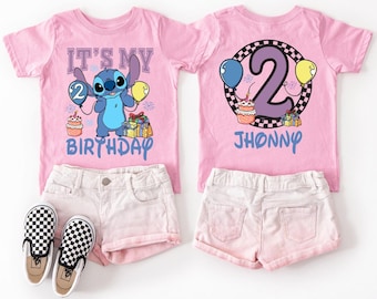 Camiseta "É meu aniversário" do Stitch, camiseta de aniversário do Stitch da Disney, camiseta personalizada para festa de aniversário, camiseta de viagem da Disney, camiseta de aniversário do Stitch e da Lilo